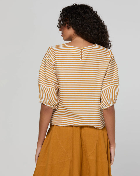 Ava Top in Mustard Stripe