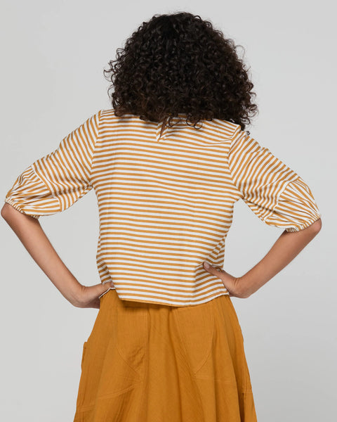 Ava Top in Mustard Stripe