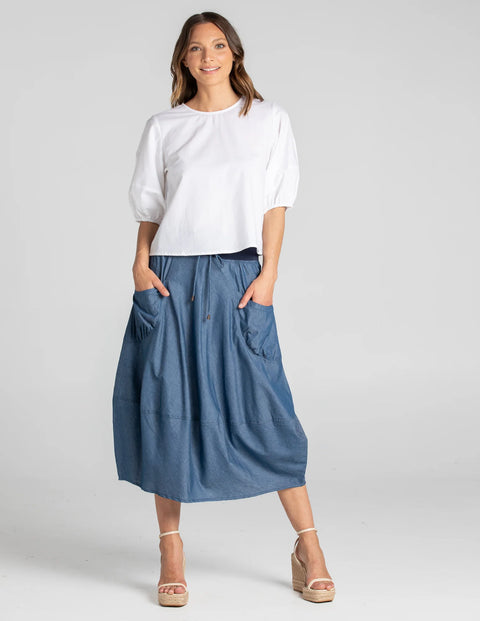 Guru Skirt in Blue Chambray