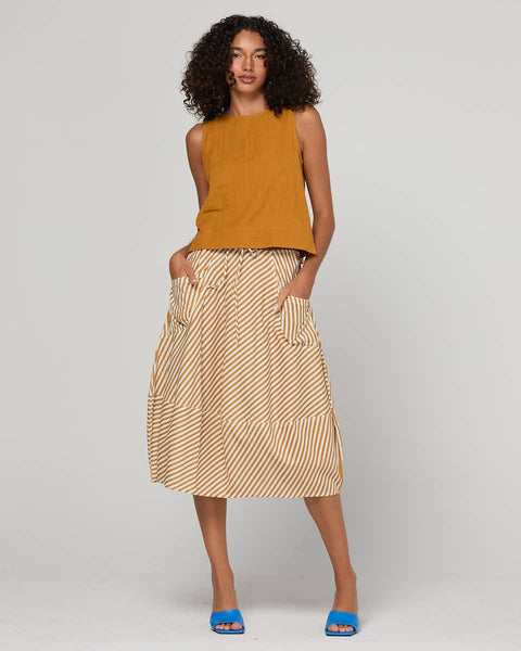 Guru Skirt in Mustard Stripe