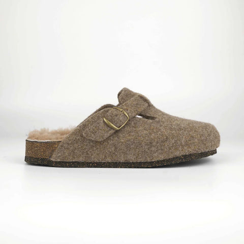 Bosabo Cork Slides in Taupe Felt