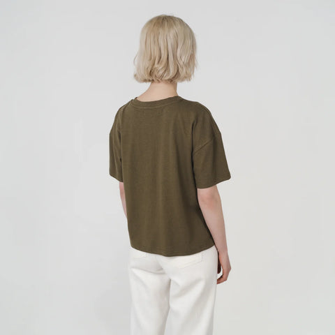 Boxy Hemp Tee in Olive