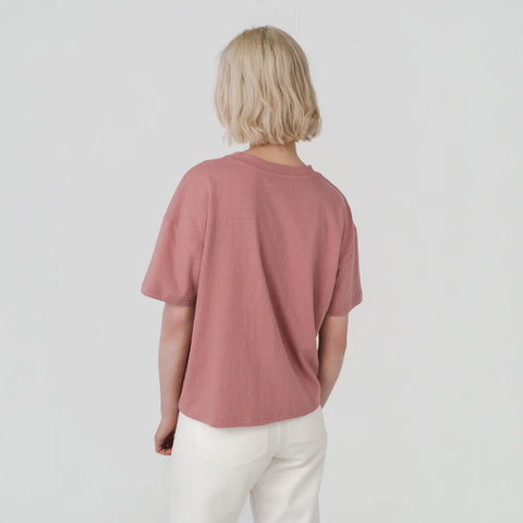 Boxy Hemp Tee in Peach Beige