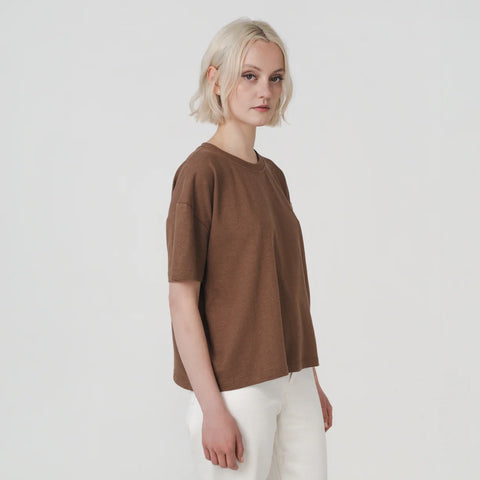 Boxy Hemp Tee in Toasted Coconut