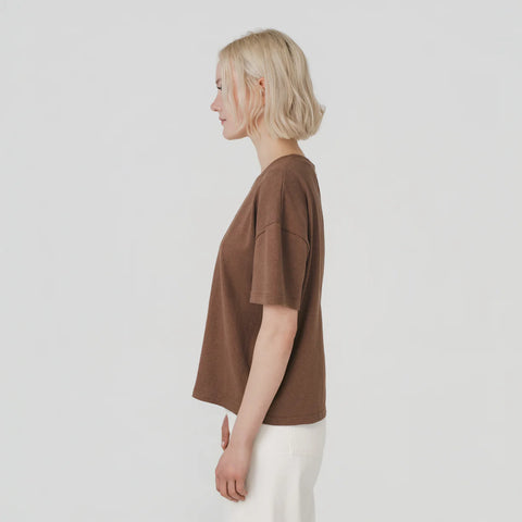 Boxy Hemp Tee in Toasted Coconut