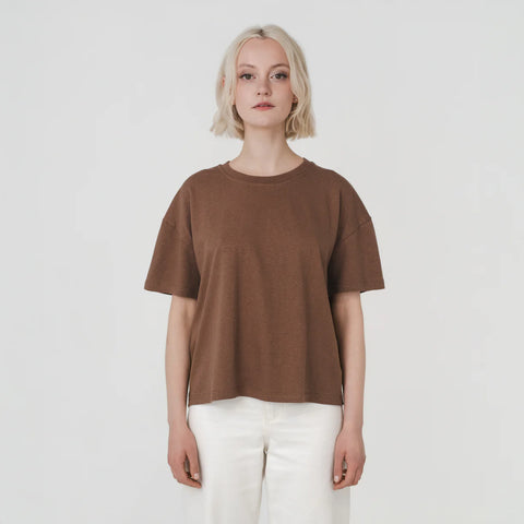Boxy Hemp Tee in Toasted Coconut