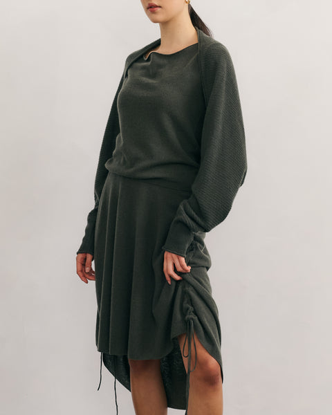Like a Breeze Cashmere Skirt in Tea Leaf