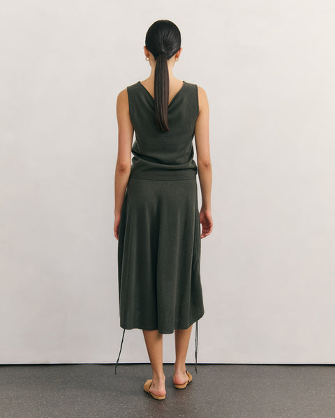 Like a Breeze Cashmere Skirt in Tea Leaf