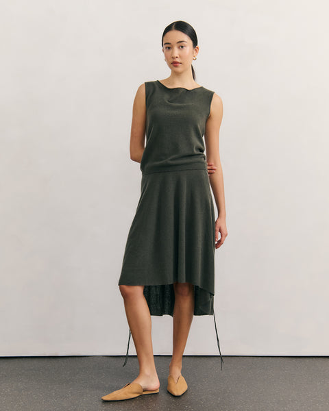 Like a Breeze Cashmere Skirt in Tea Leaf
