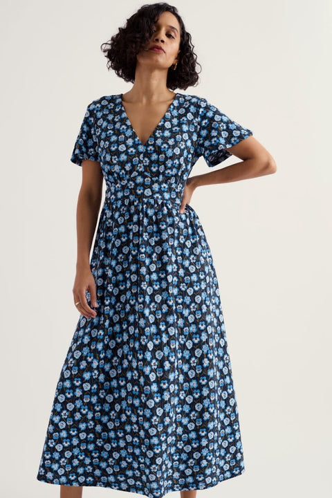 Chateaux Dress in Pressed Pansies Sail
