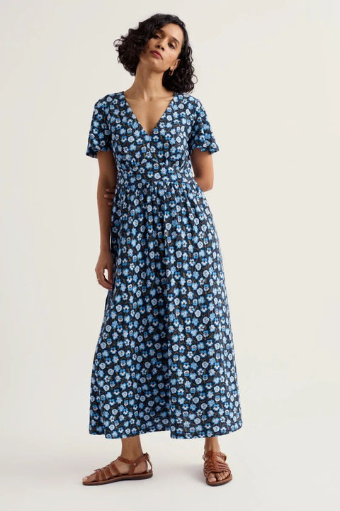 Chateaux Dress in Pressed Pansies Sail