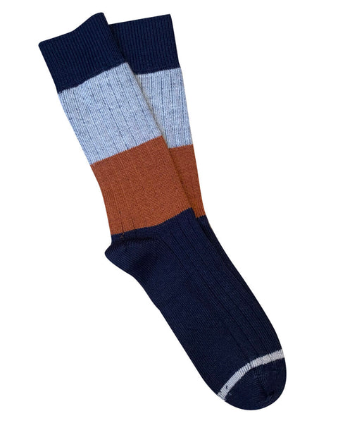 Chunky Rib Stripe Merino Wool Socks | One Size