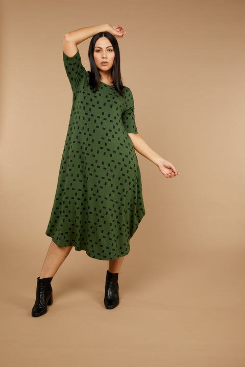 Original Tri Dress in Moss Print