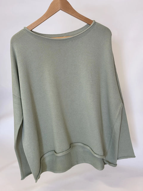 Curled Edge Sweater in Sage