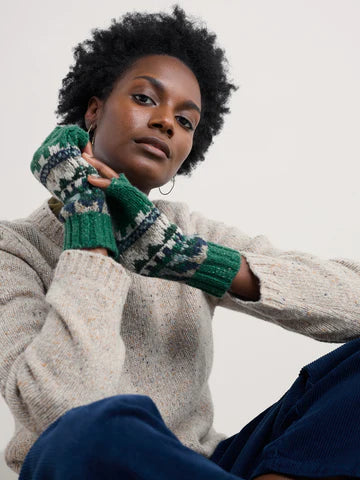 Day Moon Mittens in Zig Zag Geo Dark Forage