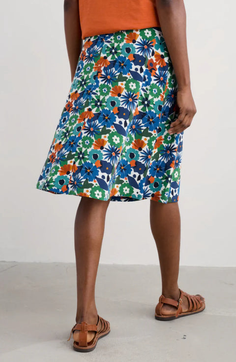 Rose Skirt in Screenprint Floral Chalk