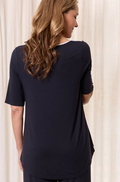 Elbow Swing Tee in French Navy and White Trim