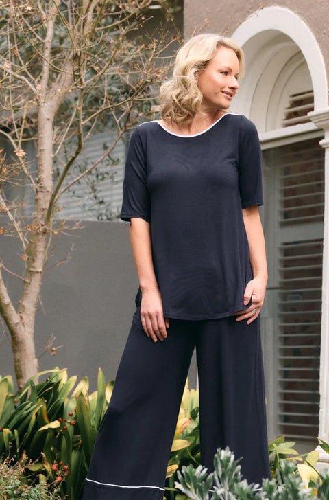 Elbow Swing Tee in French Navy and White Trim