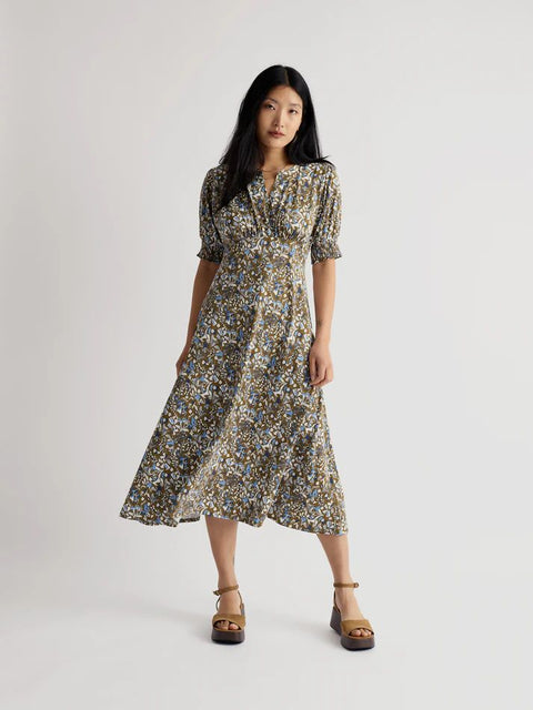 Fenil Dress in Woodland Floral Seagrass