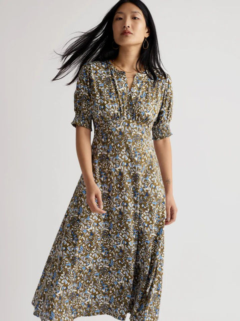Fenil Dress in Woodland Floral Seagrass