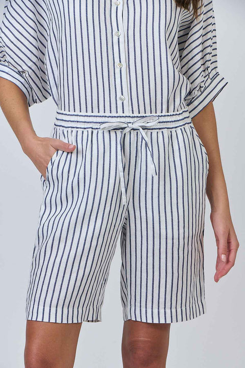 Linen Short in Blueberry Stripe