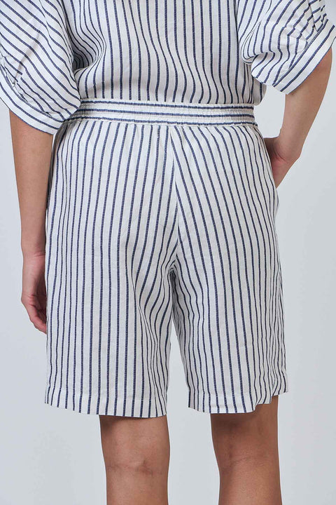 Linen Short in Blueberry Stripe