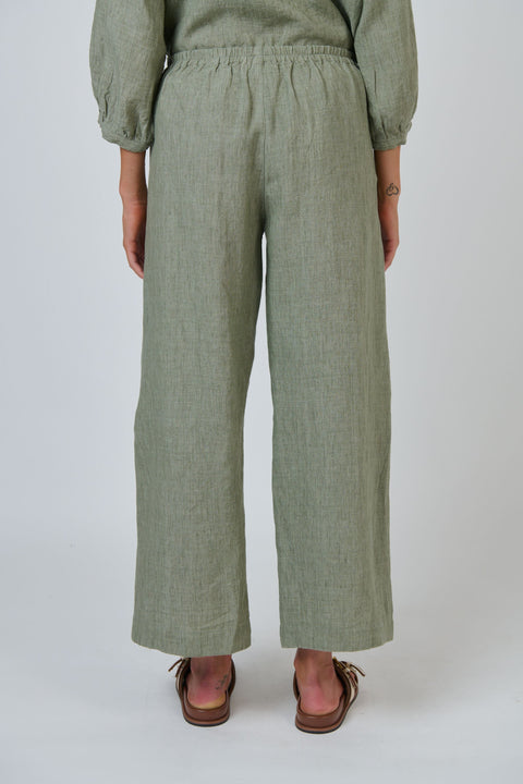 Long Linen Pant in Artichoke