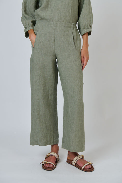 Long Linen Pant in Artichoke