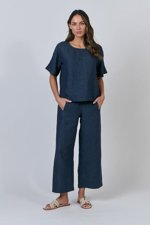 Linen Pant in Poseidon