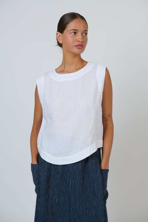 Linen Shell Top in White