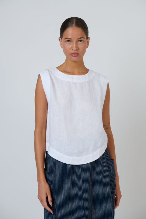 Linen Shell Top in White