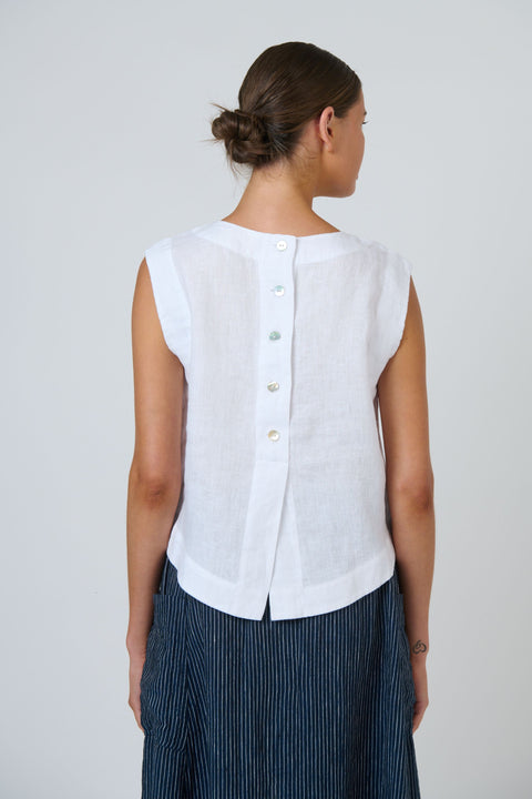 Linen Shell Top in White