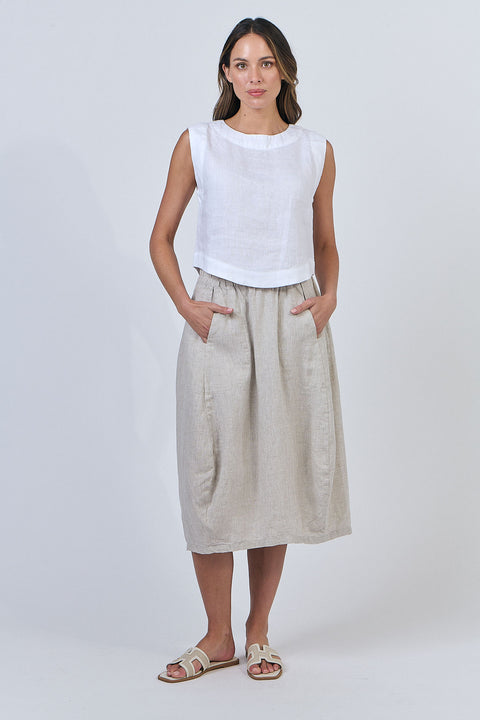 Linen Button Shell Top in White