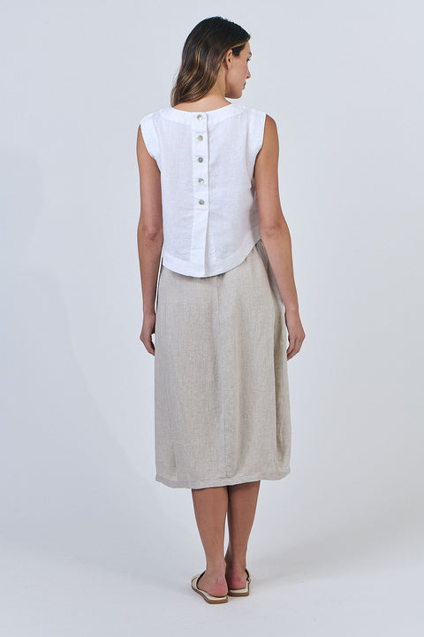 Linen Button Shell Top in White