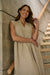 Linen Split V Dress in Blister
