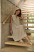 Linen Split V Dress in Blister