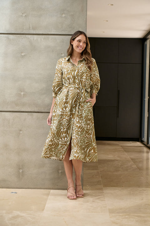 Linen Shirt Dress in Windsor