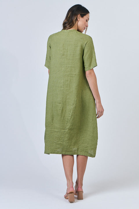 Linen Dress in Moss