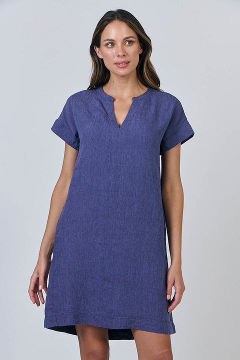 Linen Dress in Blueberry