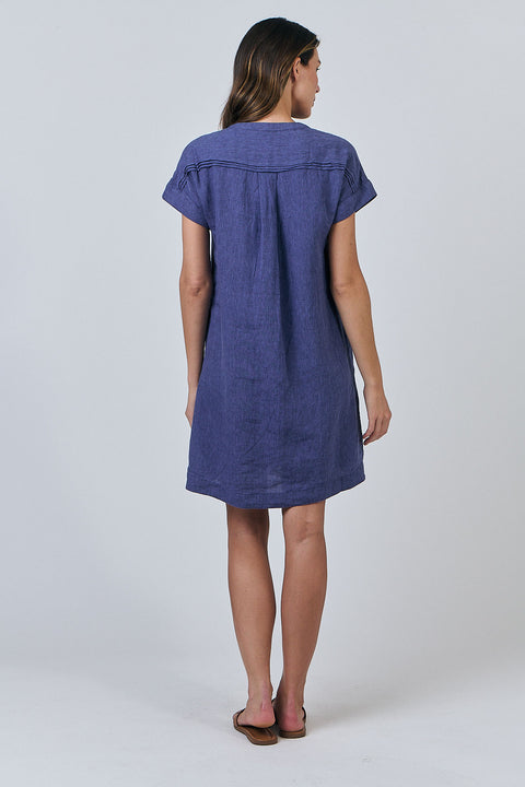 Linen Dress in Blueberry