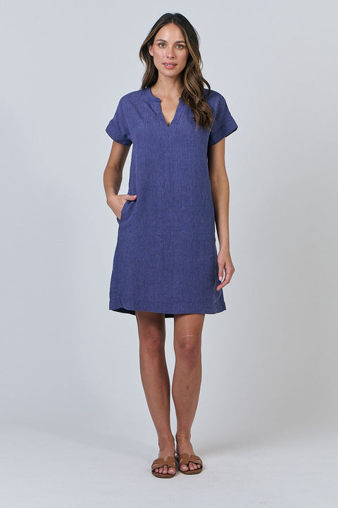 Linen Dress in Blueberry