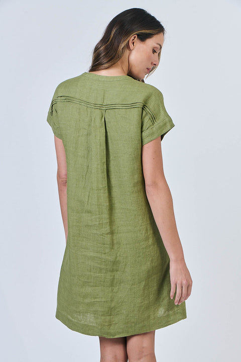 Linen Dress in Moss