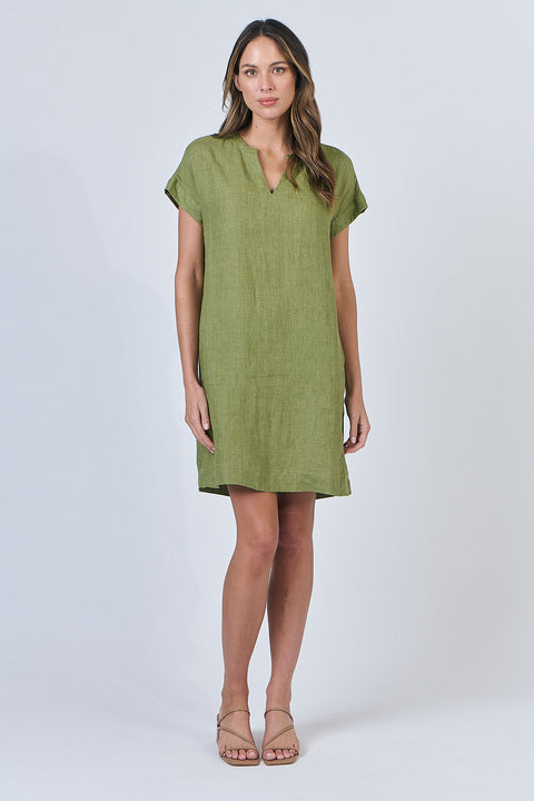 Linen Dress in Moss