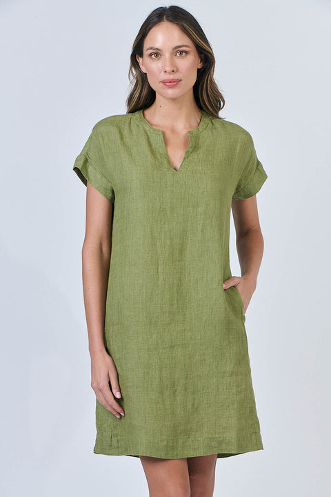 Linen Dress in Moss