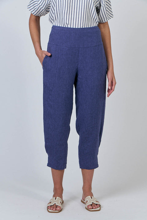 Linen Pant in Blueberry