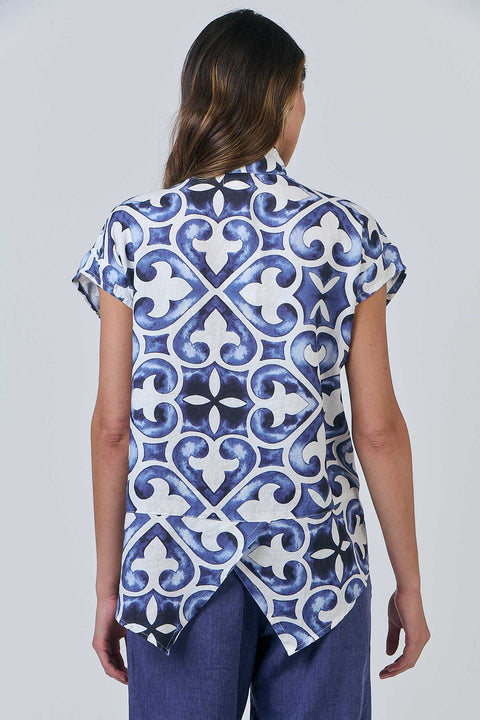 Linen Button Top in Corfu