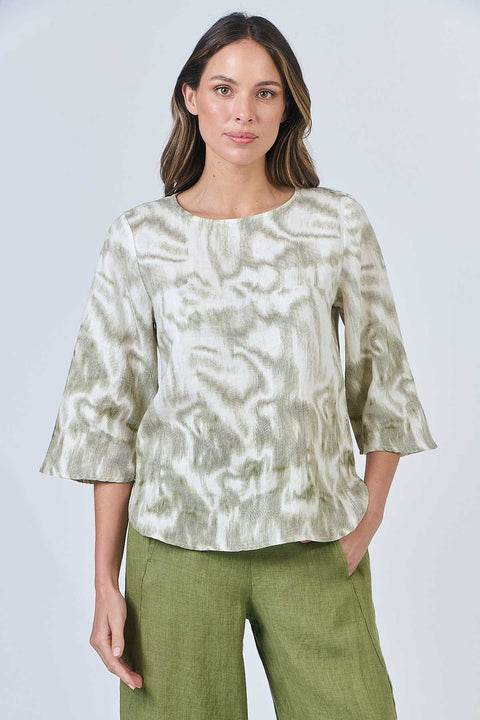 Linen 3/4 Sleeve Top in Ripple