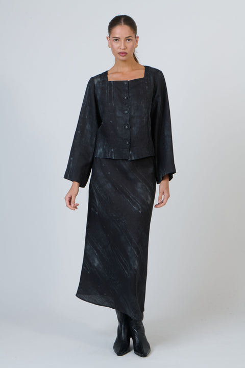 Linen Bias Skirt in Moonbeam