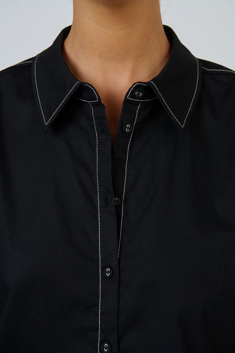 Poplin Stitch Shirt in Black