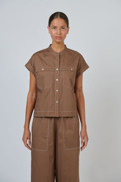 Poplin Stitch Top in Cookie